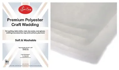 Poly Wadding 2oz: 1m X 1m/40in Square Polyester Washable Quilt/Toys EN71 • £13.99