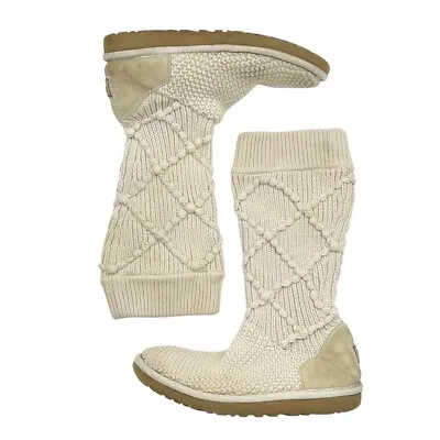 New In Box Ugg Classic Argyle Knit 5879 Cream Size 8 Retail $160 Rare Fast Ship • $99.99