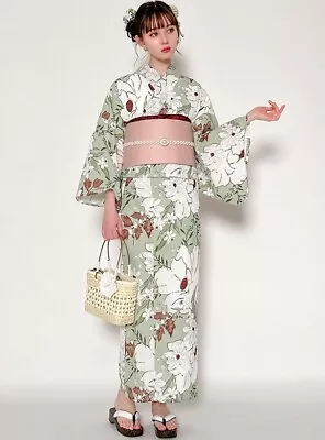 Grail Kimono Yukata Set Dress Watercolor Floral Pattern Kyoto Summer Clothes New • £85.89
