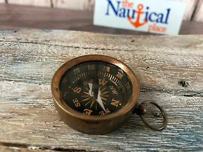 $18.99 • Buy New Antique Finish Brass Pocket Compass Necklace Pendant Charm Old Vintage Style