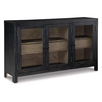 Ashley Furniture Lenston 3-Door Wood Accent Cabinet In Black/Warm Gray • $675.46