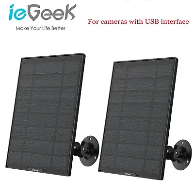£34.99 • Buy 2PCS IeGeek Solar Panel Charger For Security Camera IP CCTV ,Micro USB Port UK