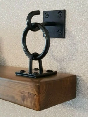 £9.99 • Buy 2x Hook+Chain Black Rustic Floating/Hanging Shelf Brackets With MULTIBUY Options