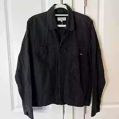 TED BAKER Men's Black Casual Denim Jacket Button Front Cotton Linen Blend  | M • $31.45