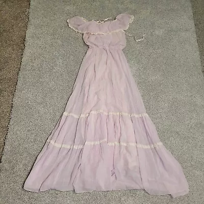 VTG Women's 80s Light Purple & Cream Trim Formal Dress 1980s Prom Gown Sz M • $71.40