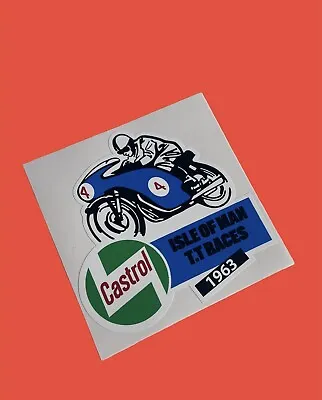 £3.33 • Buy Castrol 1963 Classic Isle Of Man TT Races  Vinyl Sticker IOM Oil Pourer Jug VW 4