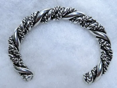 Navajo Sterling Silver Twisted Rope Cuff Bracelet 10mm Thick • $160