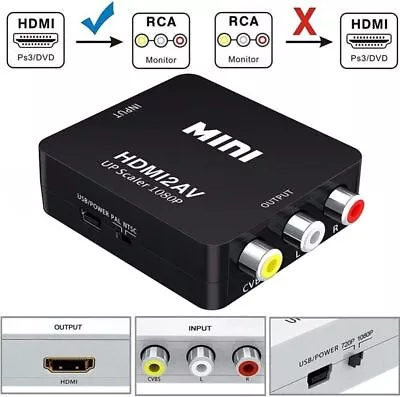 HDMI2AV Mini Converter HDMI To AV Adapter HDMI To RCA 1080P HD Video Audio Box • $10.69