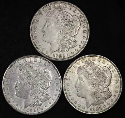 (3 PC LOT) 1921 P D S Morgan Silver Dollar XF / AU 90% SILVER! FREE SHIPPING  • $153.44