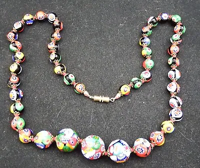 Murano Glass Millefiori 23  Glass Bead Necklace • $59.95