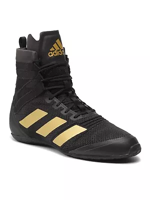 Adidas Speedex 18 Men's Boxing Shoes Boxing Boots Black-Gold FX0564 • $124.99