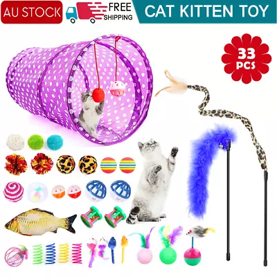 33 Items Lovely Cat Kitten Toy Bulk Buy Pet Toys Rod Fur Mice Bells Balls Catnip • $17.26