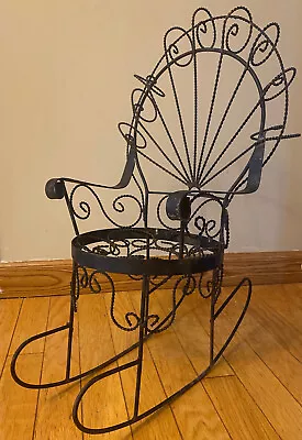 Vintage Ornate Twisted Wrought Iron Salterini Childs Or Doll Rocking Chair • $119