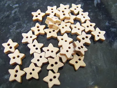 £1.30 • Buy 20 Plain Wooden Star Shaped Buttons 11mm