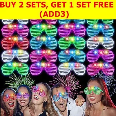 £7.69 • Buy Party Sets LED Flashing Glasses Light Up Glow Neon Shutter Shades Disco Rave UK