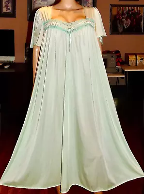 Vintage Long Full Bust Nylon & Lace Trim Nightgown 1x-2x-bust 52 • $26