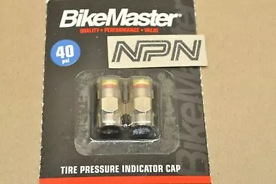 BikeMaster 40 PSI Tire Pressure Indicator Cap Set Motorcycle Chopper NOS Vintage • $17.99