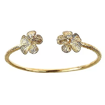 10K Yellow Gold West Indian BABY Bangle W. Flower Ends (MADE IN USA) • $746.90