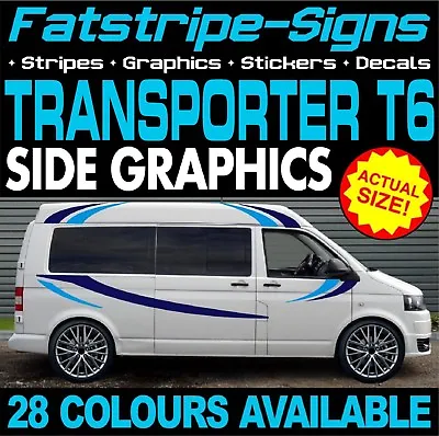 To Fit VW TRANSPORTER T6 GRAPHICS STICKERS STRIPES DECALS DAY VAN CAMPER SWB LWB • £65.99