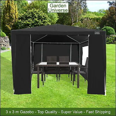 £48.99 • Buy Gazebo Marquee Canopy Party Tent Black 3 X 3m By Garden Universe Steel Frame