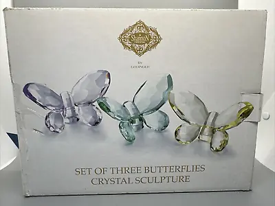 Shannon By Godinger Crystal Colored Butterfly Sculptures Set Of 3 In Box • $45.99