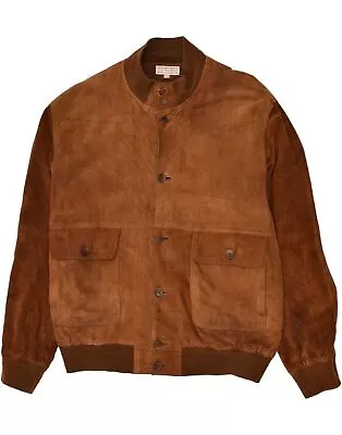 VINTAGE Mens Suede Bomber Jacket UK 42 XL Brown Leather AO01 • $33.71