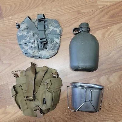 US Military 3 Pc Set 1QT OD Canteen W Choice MOLLE ACU OrBrown Pouch Cover & Cup • $27.45