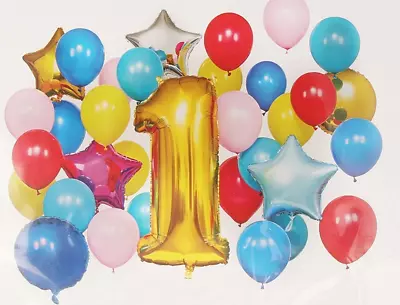 Baby 1st First One Year Old Foil Crown Latex Balloon Set For Birthday Party Deco • $13.99