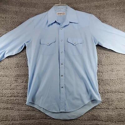 Sheplers Men's 16.5-33 Western Shirt Pearl Snap Long Sleeve Blue • $2.99