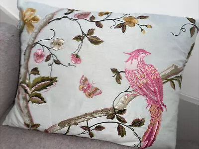 GENUINE Laura Ashley Summer Palace Duck Egg Embroidered Cushion  - BNWT • £48