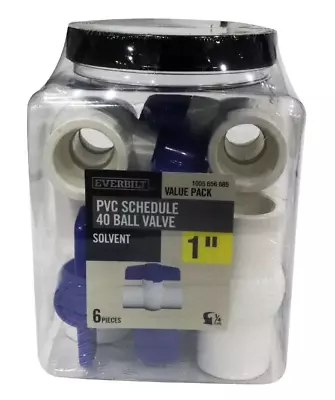 Apollo 1” X 1” PVC Schedule 40 Slip X Slip Ball Valve Pro Pack(6-Pack) PVCBV16JR • $19