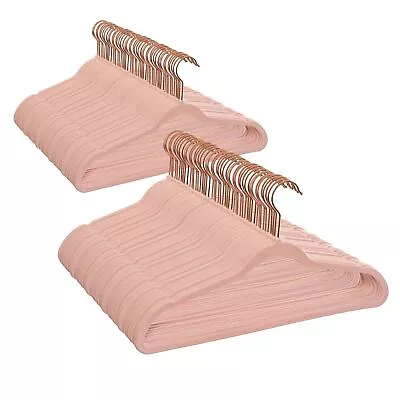 Non-Slip Velvet Clothing Hangers 100 Pack Pink Space Saving • $30.32