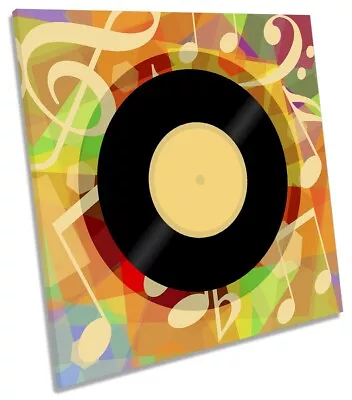 Vinyl Record Music Juke Box Picture CANVAS WALL ART Print Square Multi-Coloured • £26.99