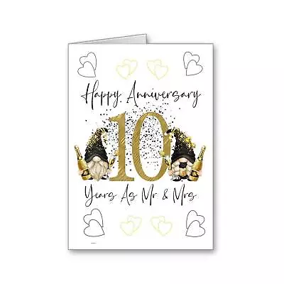 £1.98 • Buy 10th Wedding Anniversary Card Gonk Gnome 10 Years Mr And Mrs