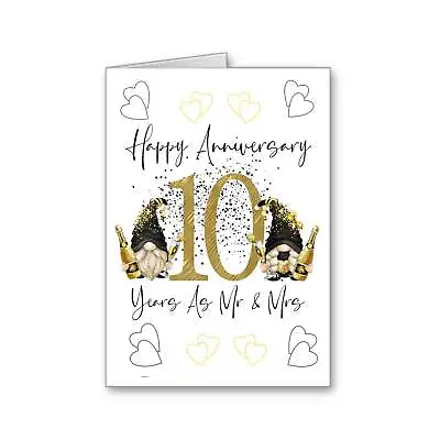 10th Wedding Anniversary Card Gonk Gnome 10 Years Mr And Mrs • £2.25