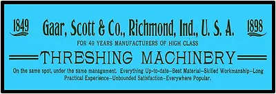 Gaar Scott Threshing Machinery 1898 New Metal Sign: 6  X 18  Long - Ships Free • $21.88