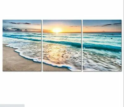 $11.95 • Buy Canvas Wall Art Print Home Decor Sea Beach Landscape Wave (3-piece Unframed)