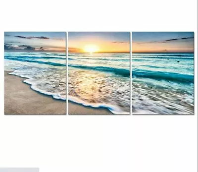 Canvas Wall Art Print Home Decor Sea Beach Landscape Wave (3-piece Unframed) • $17.95