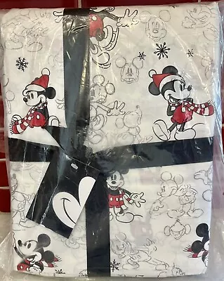 Pottery Barn Mickey Mouse Santa Organic FULL Size 4 Pc Sheet Set~ Christmas~ NWT • $149.99