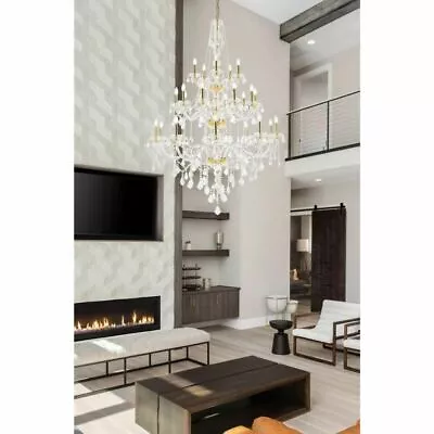Crystal Chandelier Gold Foyer Pendant Ceiling Lighting 25 Light Fixture 57 Inch • $2626.99