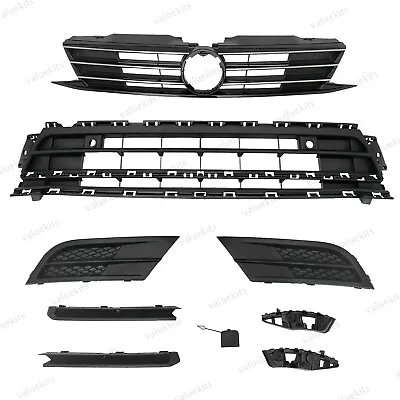 9PC For Jetta 2015-2018 Front Chrome Grille Mesh Bumper Support Bracket Trim Kit • $72.95