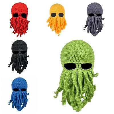 £7.91 • Buy Beard Octopus Knitted Beanie Halloween Ski Cap Novelty Balaclava Hat  Party