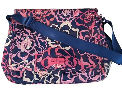 Rare Retired Vera Bradley KATALINA PINK  Messenger Bag Crossbody Book Bag Purse • $25.87