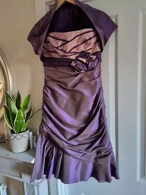 Linea Raffaelli Purple Dress Set With Bolero UK 8 EU 36 • £30