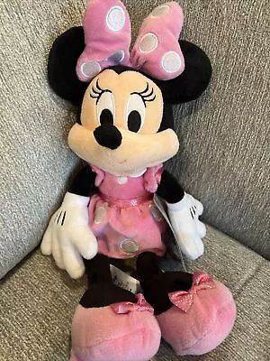 MINNIE MOUSE Plush Pink Polka Dot Dress Stuffed Animal Doll Toy Disney 14” A11 • $19