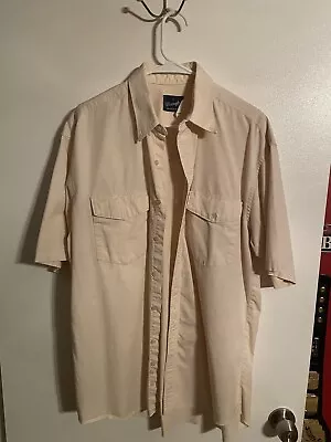 Wrangler Western Shirt Large Mens Short Sleeve Beige • $8.99