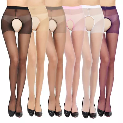 Womens Sheer Pantyhose Hollow Out Suspender Tights Thigh High Stockings Hosiery- • $2.55