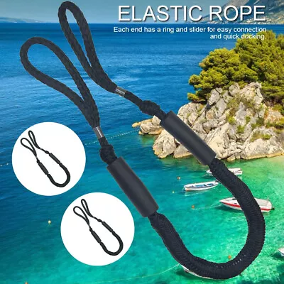 2Pcs Bungee Dock Line Mooring Stretch Rope Cords For Boat 3.5~5.5FT Black • $15.89