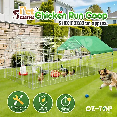 Chicken Coop Run Rabbit Hutch Dog Pet Cat Cage Playpen Fence House Puppy Pen • $119.59