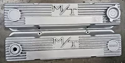 M/t Finned Aluminum Sbc Valve Covers + Gaskets 283 305 327 350 400 Vintage!!! • $99